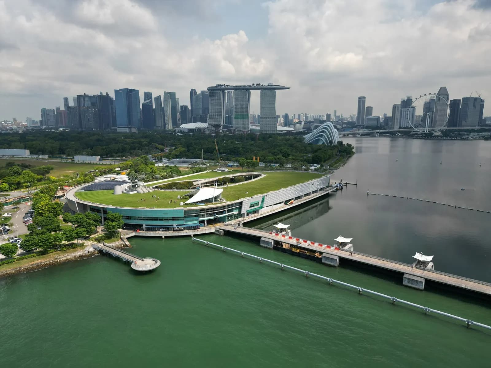 Close view of Marina Barrage in Singapore.