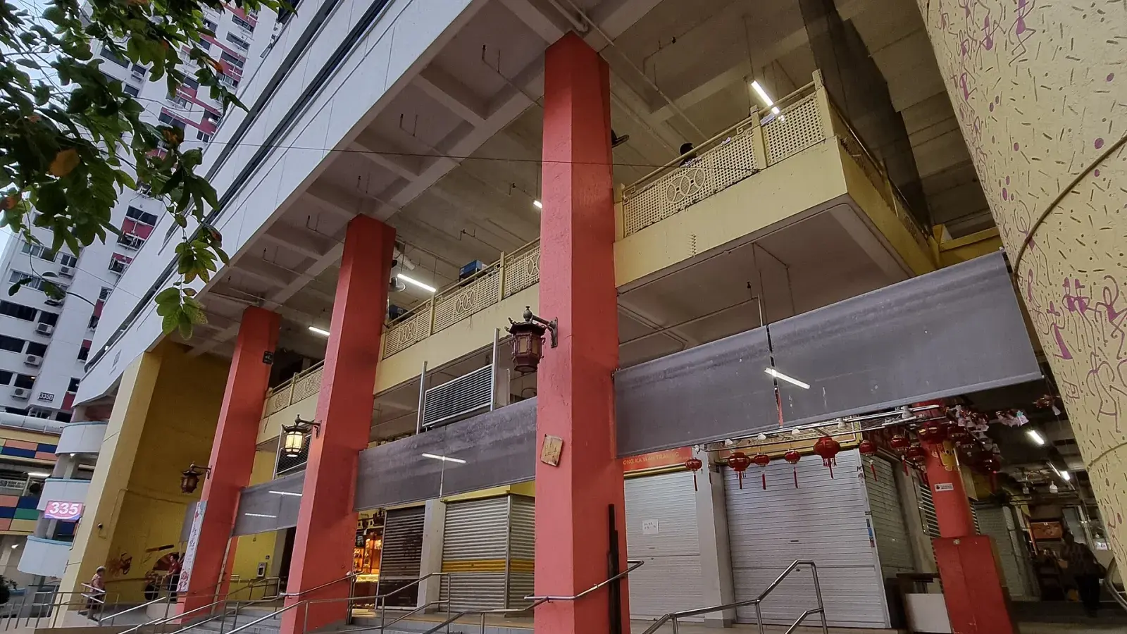 Exterior of Chinatown Complex Market and Food Centre in Singapore.