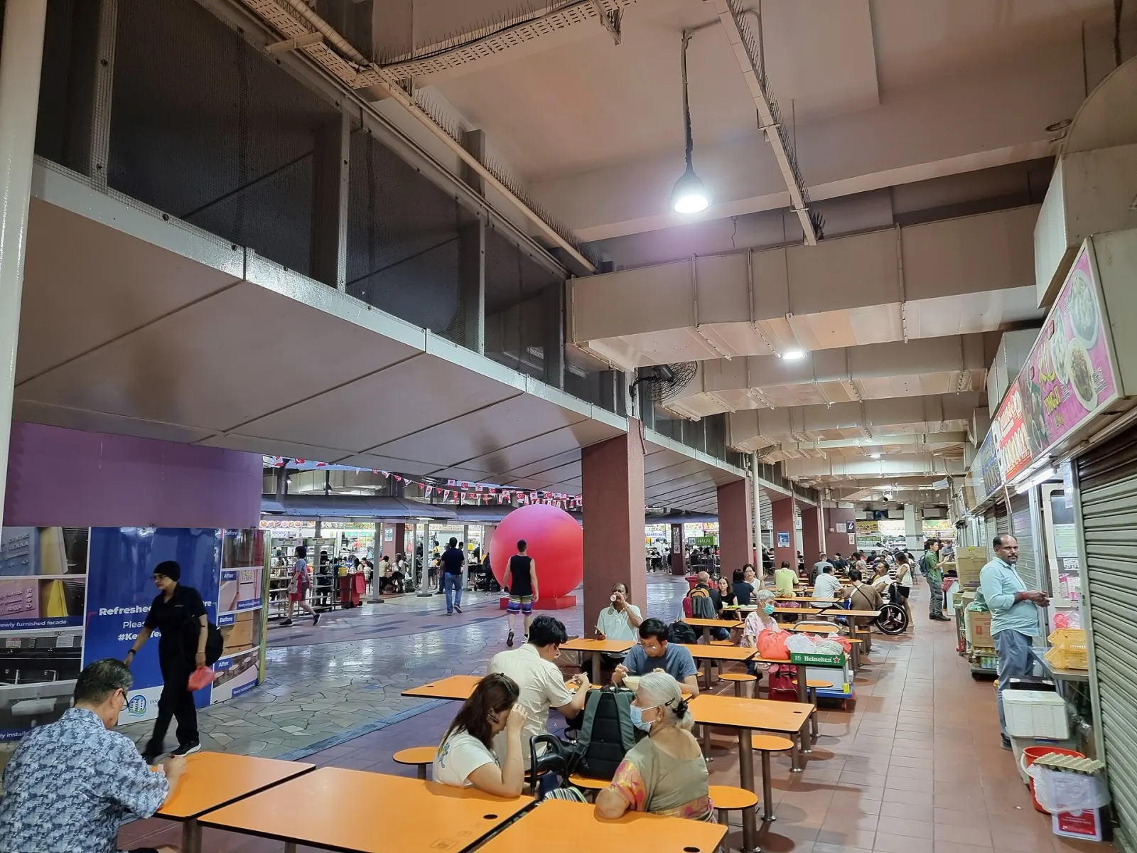 Customers in the dining area of Tekka Centre in Little India.