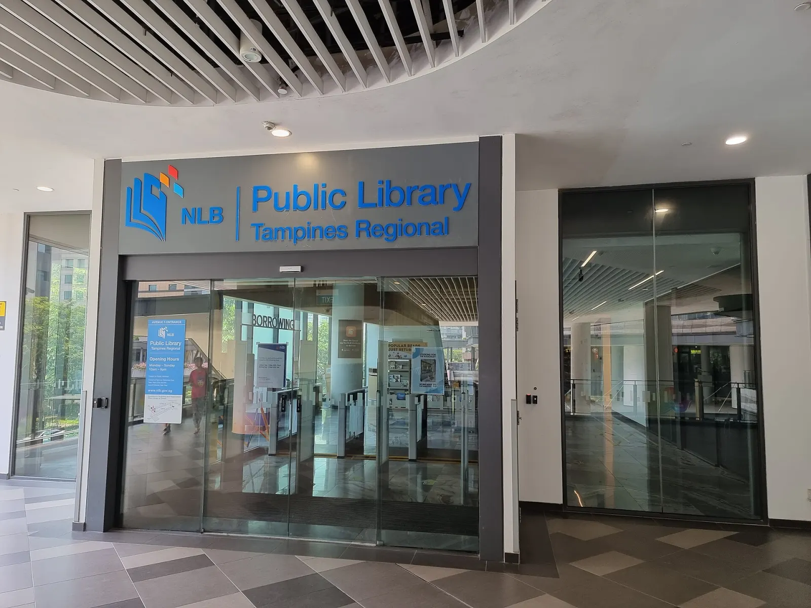 Entrance to Tampines Regional Library inside Our Tampines Hub.