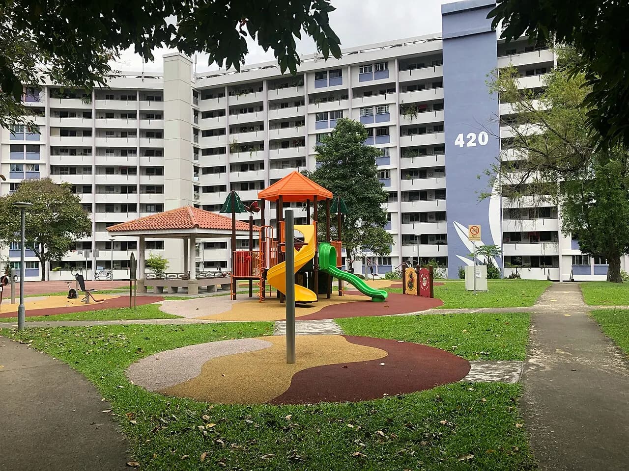 Outdoor climbing and play equipment at Garden Hill Park in Bedok, Singapore.